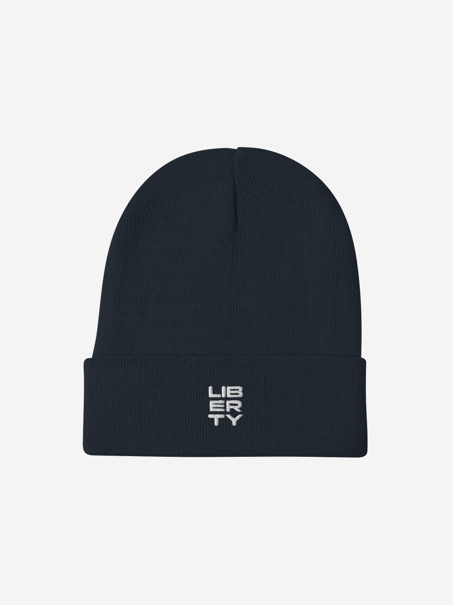 Liberty Skis Gear Navy Stacked Logo Embroidered Beanie