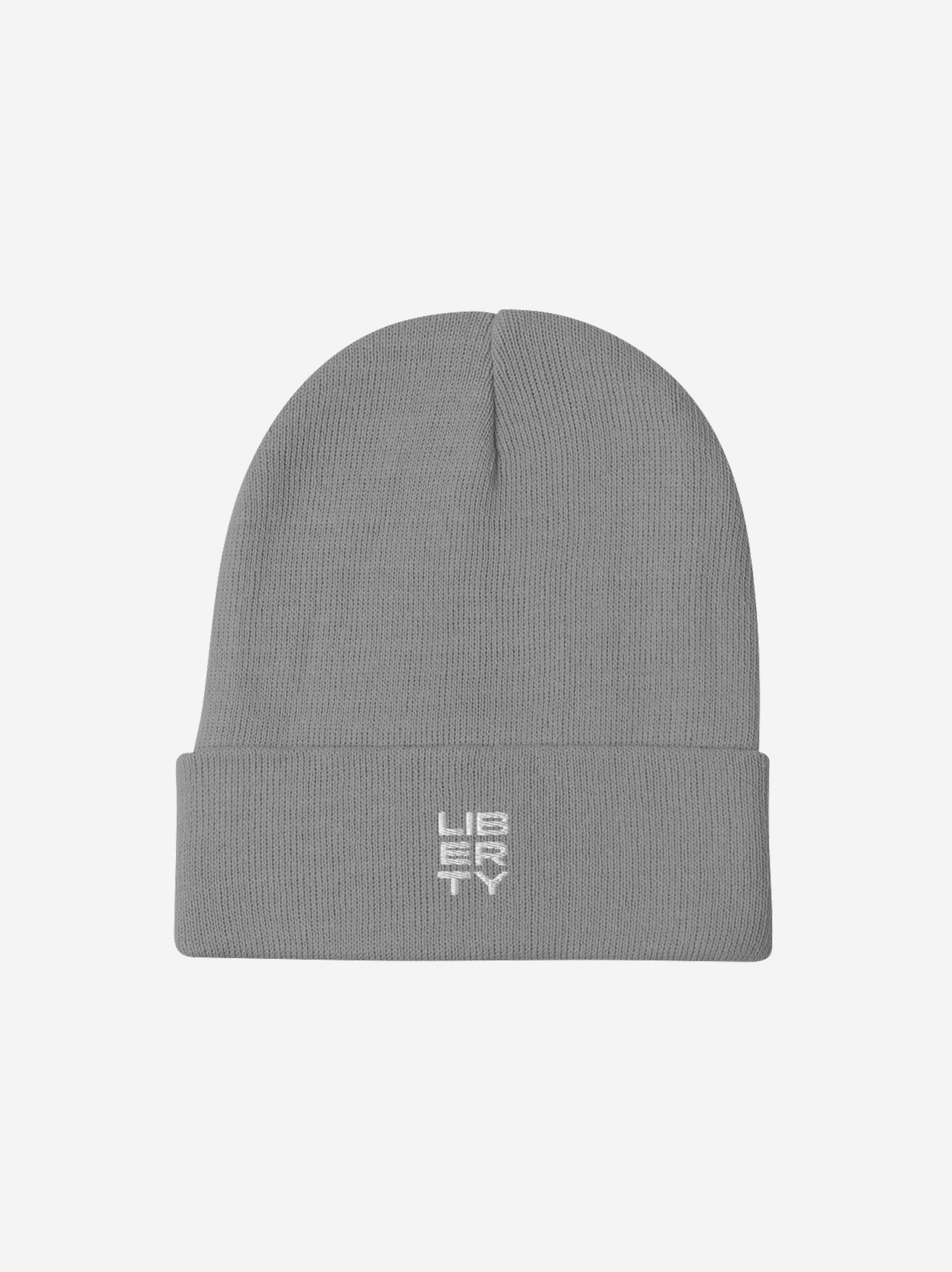 Liberty Skis Gear Gray Stacked Logo Embroidered Beanie